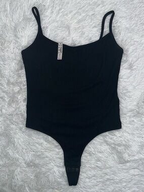 Madewell Black Ribbed Scoop-Neck Spaghetti-Strap Bodysuit size Small